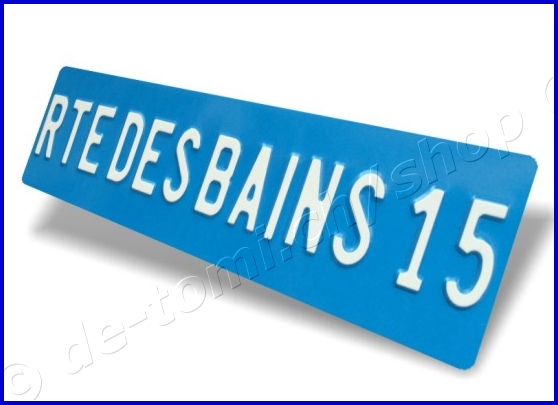 Plaque arrire bleue 110x500 mm "texte couleur 55mm"